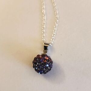 BLUEBERRY RHINESTONE  925 Silver  plate NECKLACE